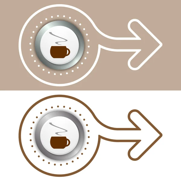 Simple flecha plana abstracta y taza de café — Vector de stock