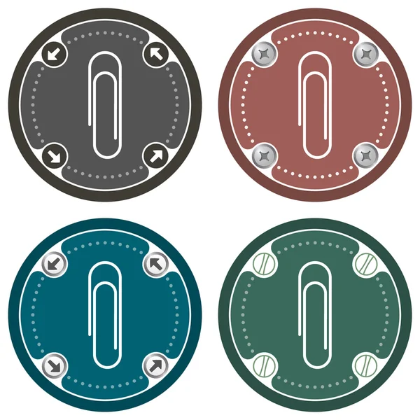 Set of four colored flat simple frames and paper clip — Stockový vektor