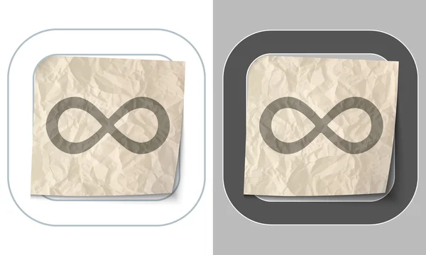 Uppsättning av två ikoner och skrynkligt papper med oändlighetssymbolen — Stock vektor