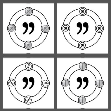 Dört düz kare ve tırnak işareti kümesi