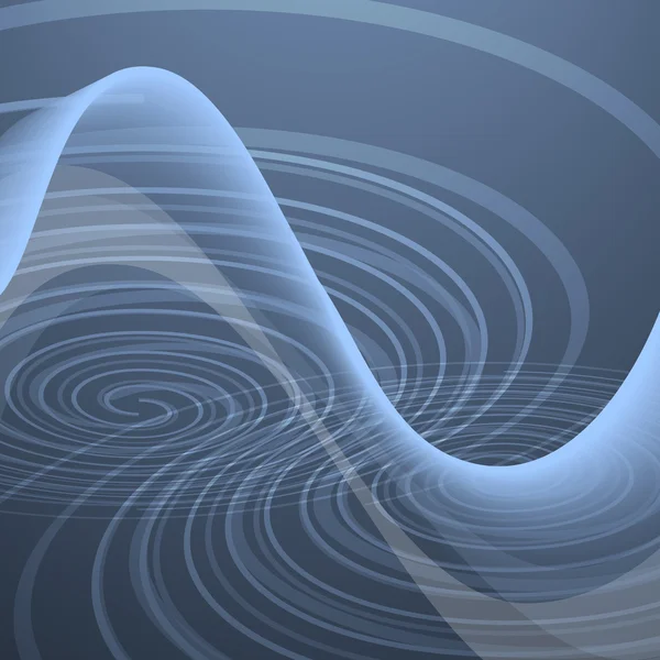 スパイラルと青い波ベクトルの抽象的な背景 — ストックベクタ