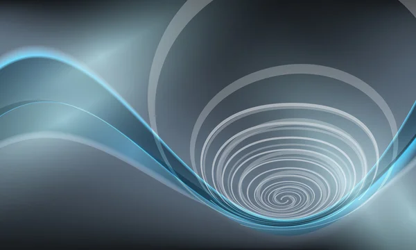 Fond vectoriel bleu et ondes de couleur et spirales — Image vectorielle