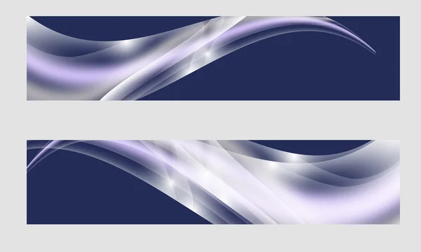 Uppsättning av två banners med abstrakt vågor och glöd — Stock vektor