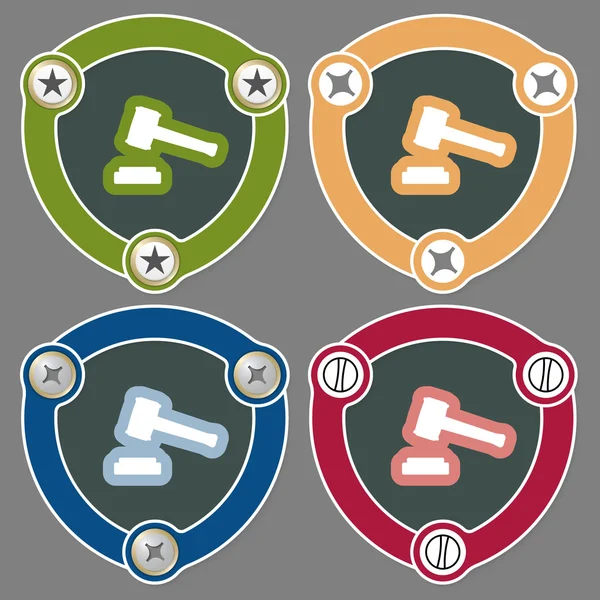 Uppsättning av fyra platta ikoner och rättvisa symbol — Stock vektor