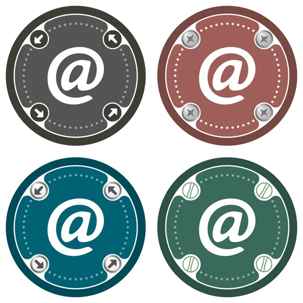 Sada čtyř barevných ploché ikony a symbolu e-mailu — Stockový vektor