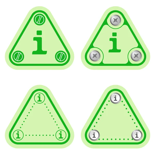 Zestaw czterech płaskie proste trójkąty i symbol informacji — Wektor stockowy