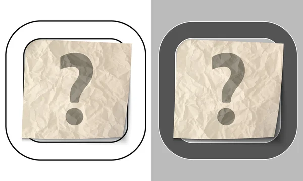 Set of two icons and crumpled paper with question marrk — Stock Vector