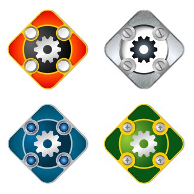 Vidalar ve cogwheels ile vektör basit nesneleri