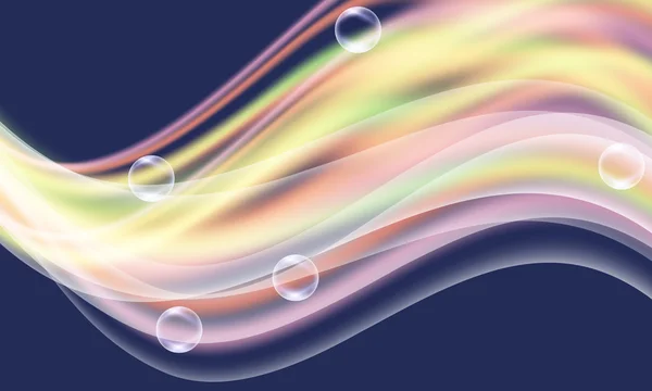 Vektor abstrakter Hintergrund und farbige Wellen und transparenter Bub — Stockvektor