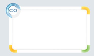 Renkli köşelerinde ve sonsuzluk simgesi ile metin için çerçeve