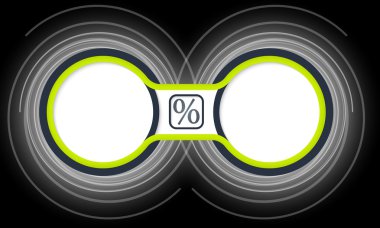 İki renkli dairesel çerçeve metin ve yüzde sembolünüz için