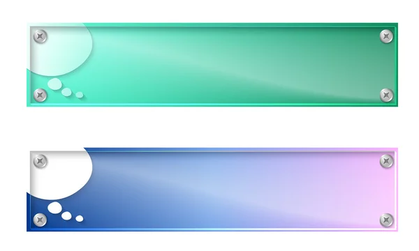 Uppsättning av två banners med tal bubbla och glas panel — Stock vektor