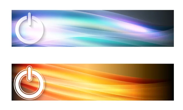 Conjunto de dois banners com ondas e buton de energia transparente — Vetor de Stock