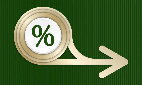Golden abstract arrow and percent symbol — Stock Vector