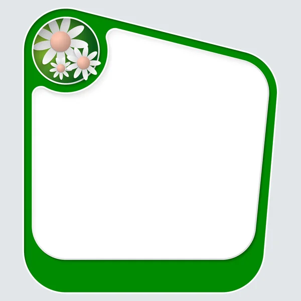 白いフレームと花テキストの緑色のボックス — ストックベクタ