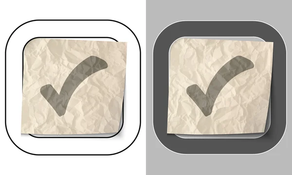 Set di due icone e carta accartocciata con casella di controllo — Vettoriale Stock