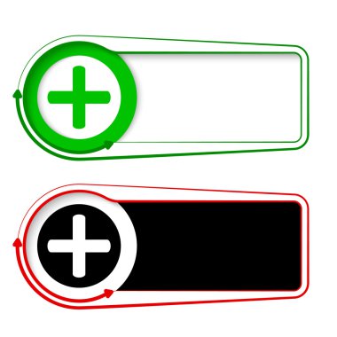 Vektör okları ile metin çerçeveleri ve artı simgesi