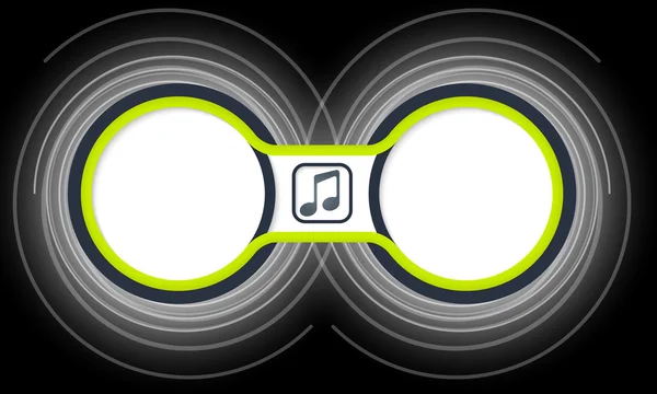 Twee gekleurde cirkelvormige frames voor uw tekst en muziek symbool — Stockvector