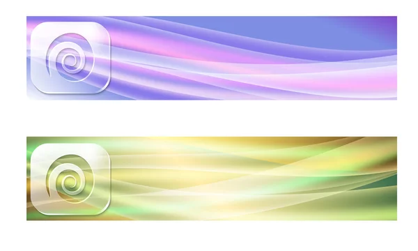 Set of two banners with waves and transparent spiral — Stock Vector