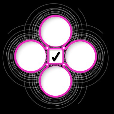 Dört renkli dairesel çerçeve metin ve onay kutusu için