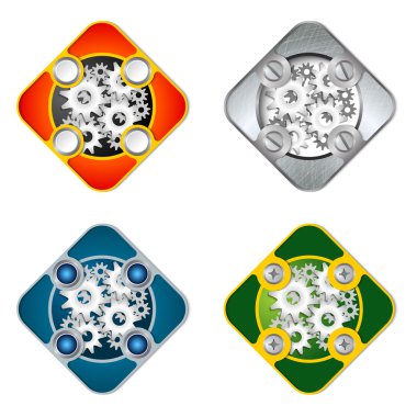 Vidalar ve cogwheels ile vektör basit nesneleri