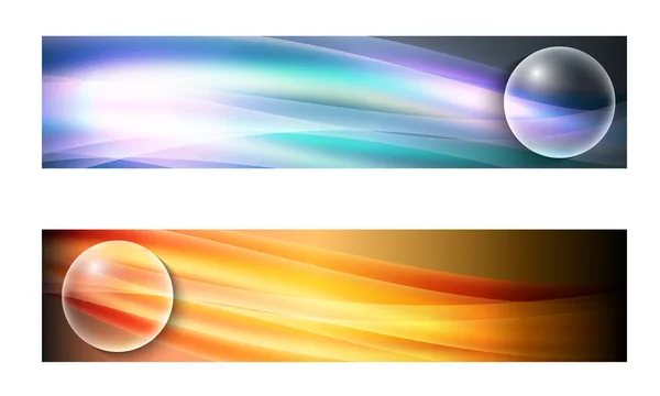 Set de dos banners con ondas y burbuja transparente — Archivo Imágenes Vectoriales