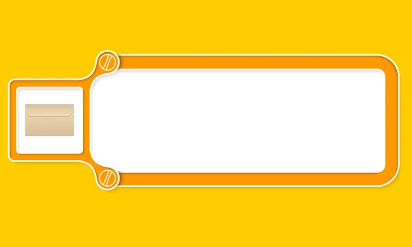 Geel vak met witte frame voor uw tekst en de envelop — Stockvector