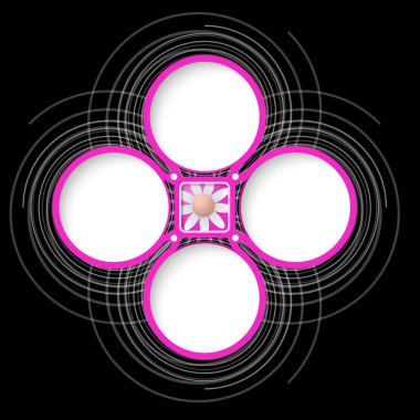 Metin ve çiçek için dört renkli dairesel çerçeveler