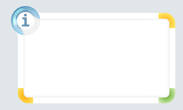 Рамка для текста с цветными углами и информационным символом

