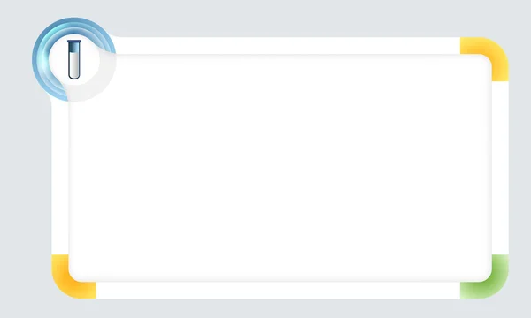 Telaio per il testo con angoli colorati e provetta — Vettoriale Stock