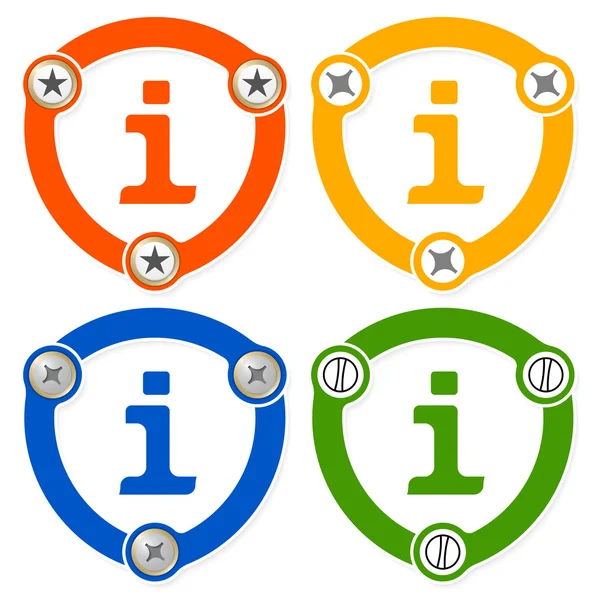 Uppsättning av fyra platta ikoner och info symbol — Stock vektor