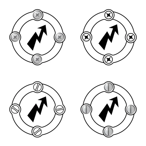 Σύνολο τέσσερις επίπεδες πλαίσια και flash σύμβολο — Διανυσματικό Αρχείο
