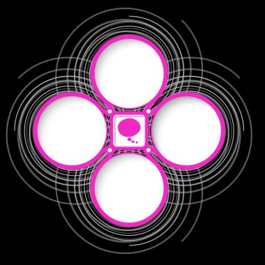 Dört renkli dairesel çerçeve metin ve konuşma balonu için