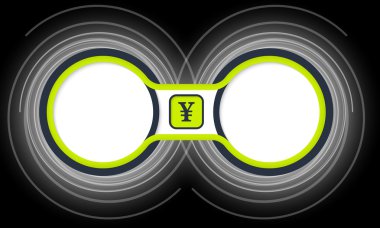 İki renkli dairesel çerçeve metin ve yen sembolünüz için