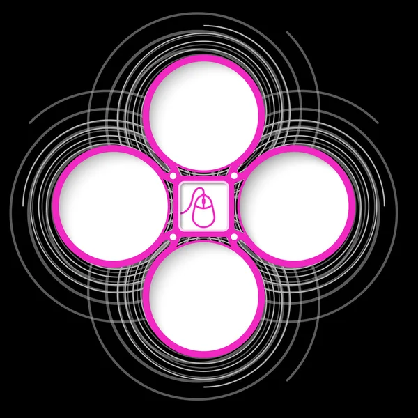 Čtyři barevné kruhové rámy pro text a myš — Stockový vektor