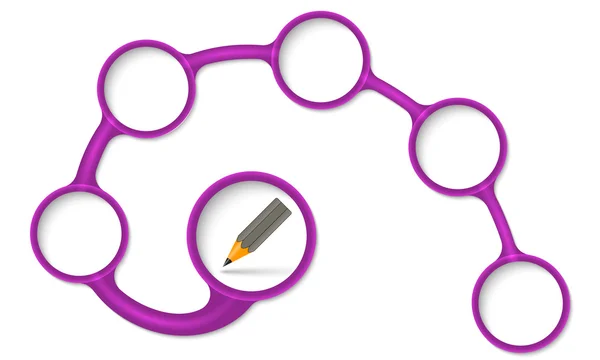 テキストと鉛筆の紫色の円形のテキスト ボックス — ストックベクタ