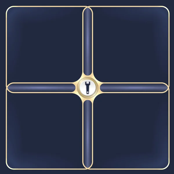 Cuatro marcos de oro conectados para su texto blanco y llave — Vector de stock