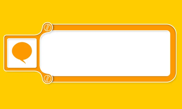 Yellow box with white frame for your text and speech bubble — Stock Vector