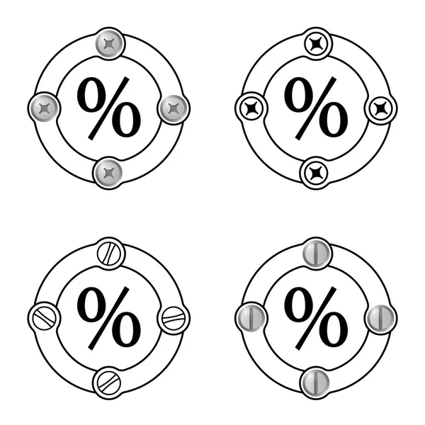 Набор из четырех плоских рам и символа процента — стоковый вектор