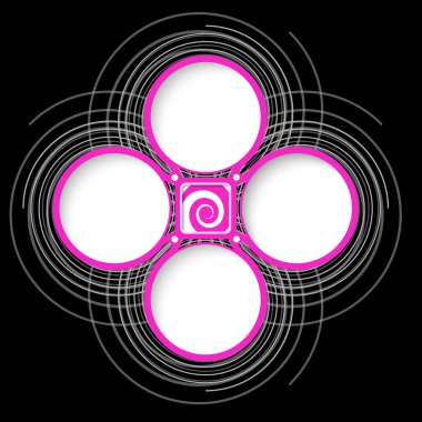 Dört renkli dairesel çerçeve metin ve sarmal