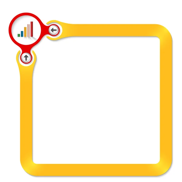 Círculo rojo con gráfico con marco amarillo para su texto — Vector de stock