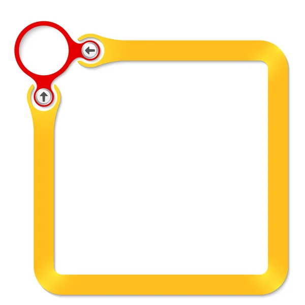 Red circle with arrows with yellow frame for your text — Stock Vector