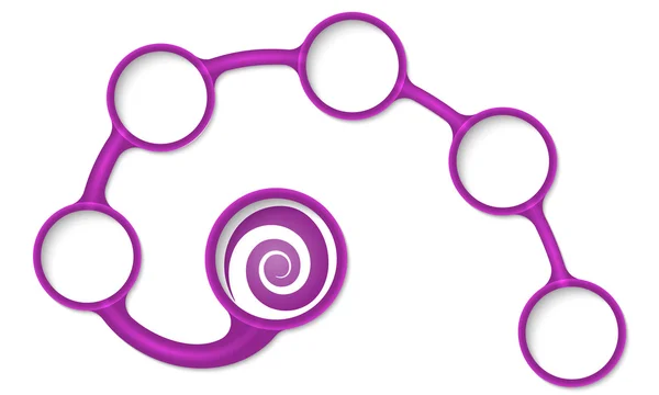 Cajas de texto circulares púrpura para su texto y espiral — Vector de stock