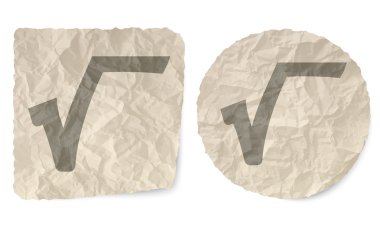 Crumpled slip of paper and a radix symbol clipart
