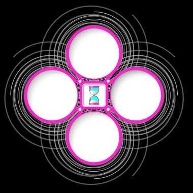 Dört renkli dairesel çerçeve metin ve kum cam için