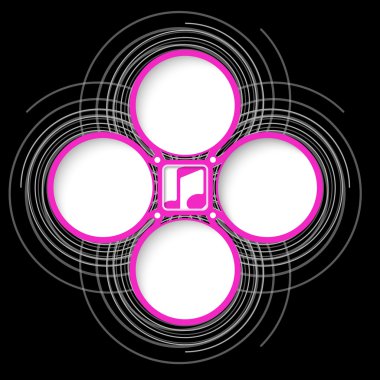 Metin ve müzik sembolünüz için dört renkli dairesel çerçeveler