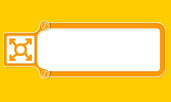 Boîte jaune avec cadre blanc pour votre texte et flèches — Image vectorielle