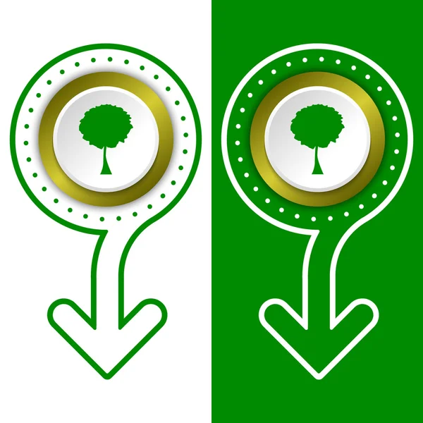 简单的平抽象箭头和树符号 — 图库矢量图片