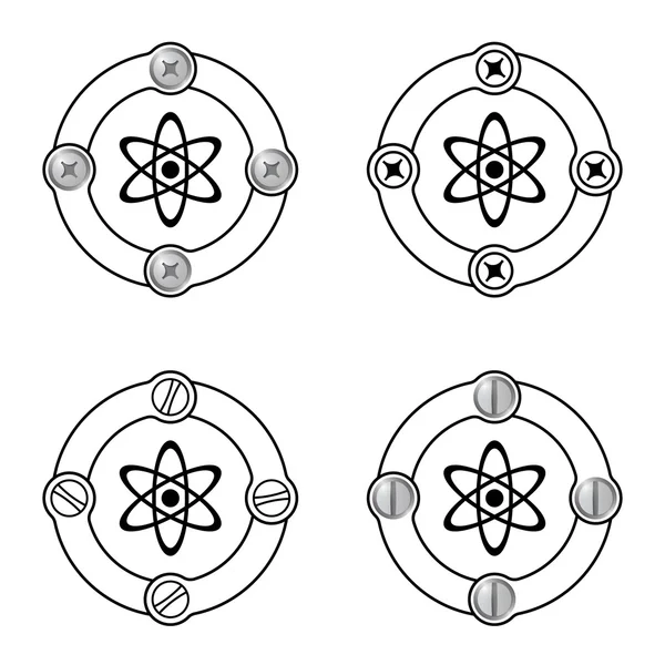 Set di quattro cornici piatte e simbolo della scienza — Vettoriale Stock