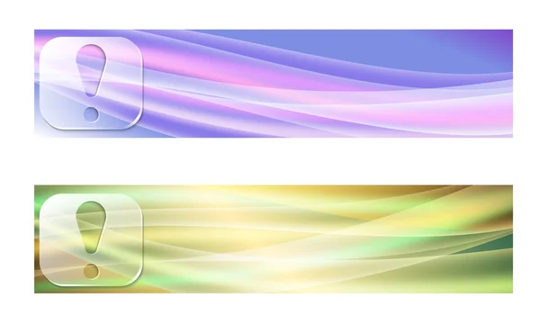 Uppsättning av två banners med vågor och transparent utropstecken — Stock vektor